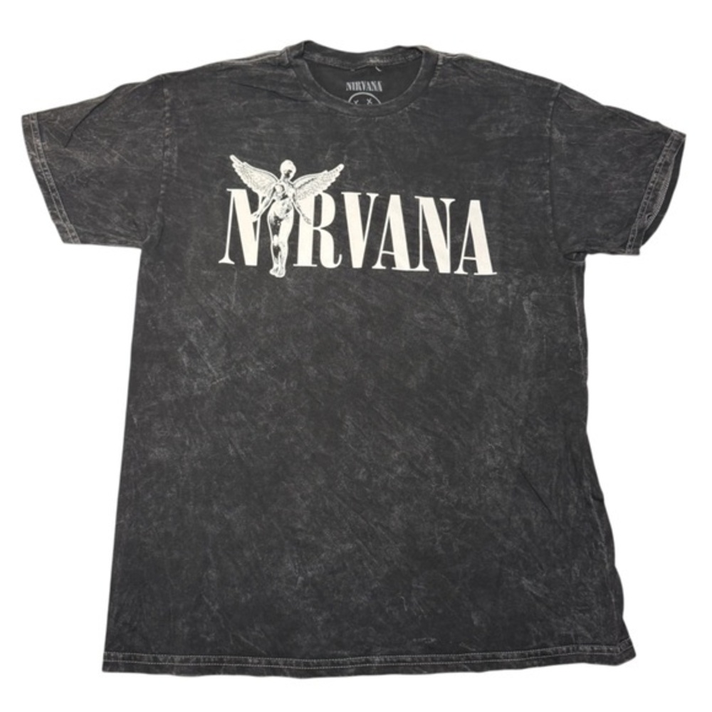 NIRVANA Unisex Distressed Black Band Tee, NWOT